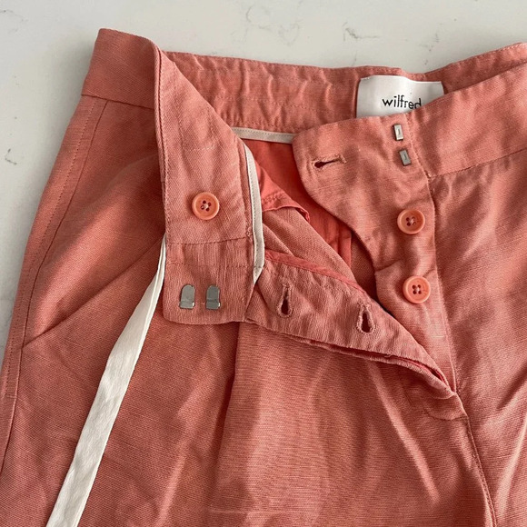 Aritzia Wilfred Allegra Button Close Linen Lyocell Casual Pants Salmon Sz 4 - Picture 5 of 13